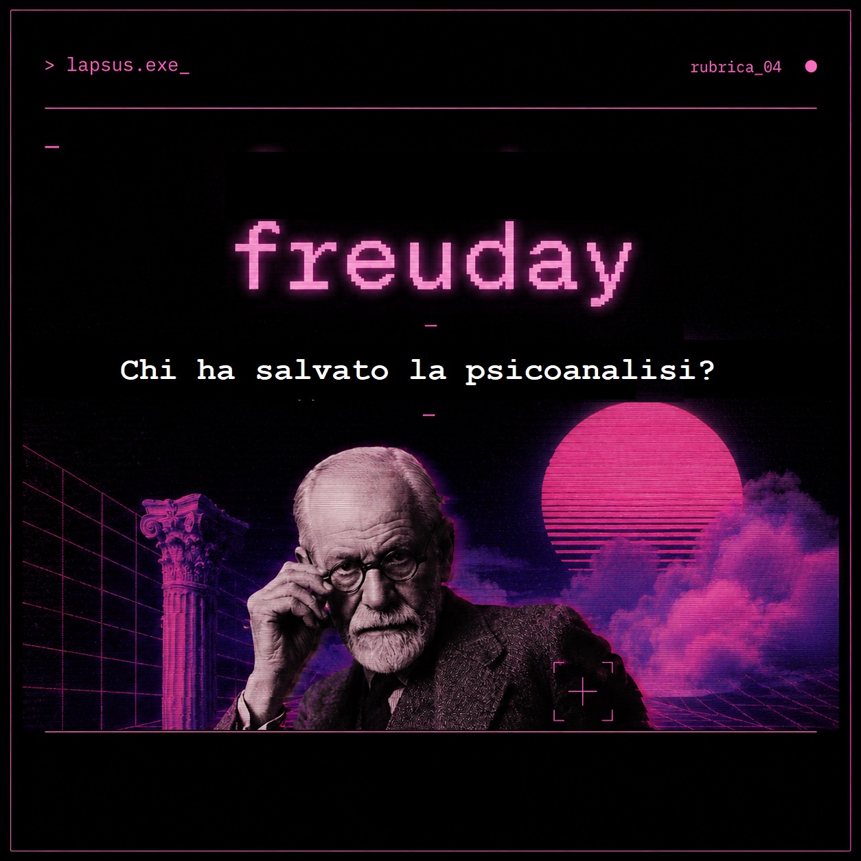 Illustrazione in stile freak show di Freud e del compagno di stanza che gli salvò la vita